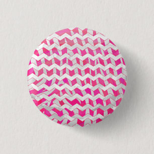 Shock rosa och White Chevron Zebra Knapp