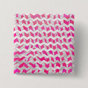 Shock rosa och White Chevron Zebra Knapp