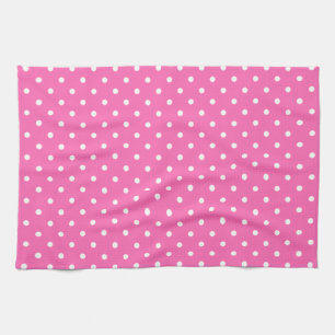 Shock rosa och White Polka Dot Mönster Kökshandduk