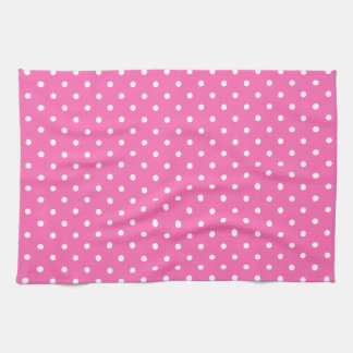 Shock rosa och White Polka Dot Mönster Kökshandduk