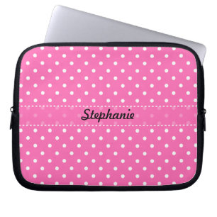 Shock rosa och White Polka Dot Mönster Laptop Sleeve