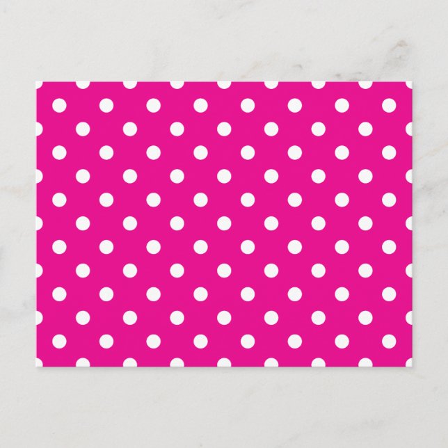 Shock rosa och White Polka dots Vykort (Framsida)