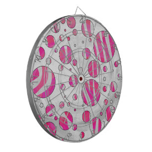 Shock rosa och White Zebra Polka dots Darttavla