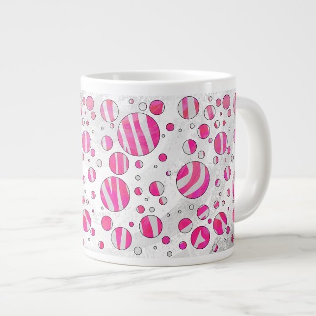 Shock rosa och White Zebra Polka dots Jumbo Mugg (Framsida höger)