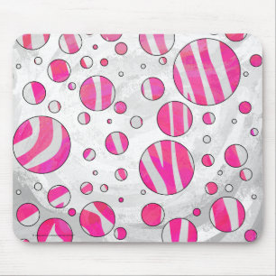 Shock rosa och White Zebra Polka dots Musmatta