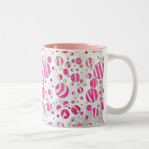 Shock rosa och White Zebra Polka dots Två-Tonad Mugg