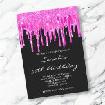 Shock rosa-oljefyndigheter Svart 50:e födelsedag Inbjudningar<br><div class="desc">En söt inbjudan till hennes fantastiska 50-årsdag födelsedagsfest firande. Faux sparkly fuchsia och glitter och folie skapat med digital konsgrafik mot solid svart. Anpassa elegantens teckensnitt stil,  storlekt,  mellanrum och färg efter behov. inbjudningskort för födelsedagsfest av milstolpe för anpassadet. Glam chic,  glitter,  droppinbjudningar.</div>