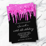 Shock rosa-oljefyndigheter Svart 60:e födelsedag Inbjudningar<br><div class="desc">En söt inbjudan till hennes fantastiska 60-årsdag födelsedagsfest firande. Faux sparkly fuchsia och glitter och folie skapat med digital konsgrafik mot solid svart. Anpassa elegantens teckensnitt stil,  storlekt,  mellanrum och färg efter behov. inbjudningskort för födelsedagsfest av milstolpe för anpassadet. Glam chic,  glitter,  droppinbjudningar.</div>