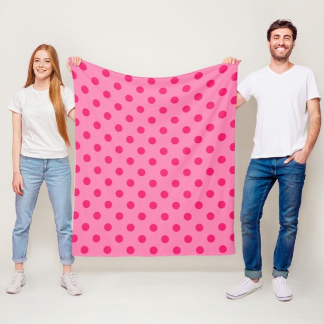 Shock rosa om utformningen av Polka dots Mönster Fleecefilt (Skapare uppladdad)