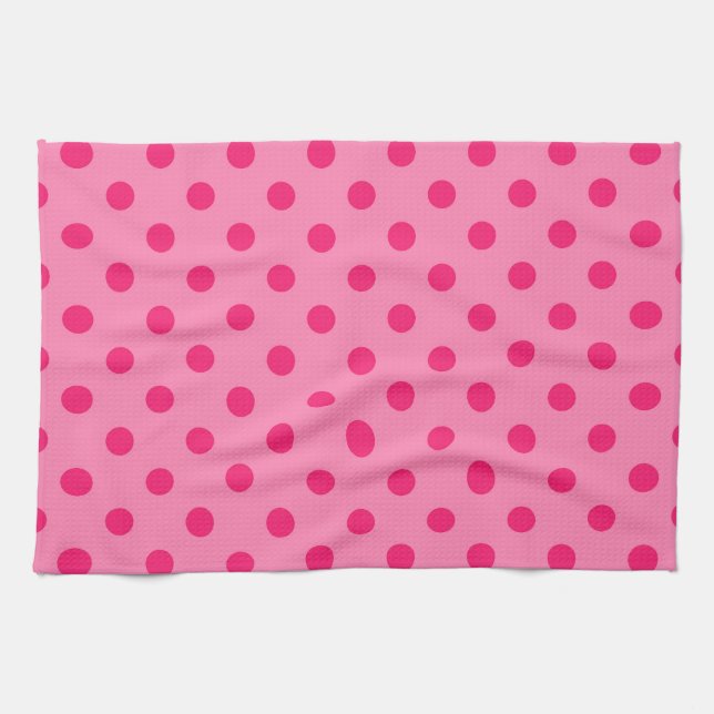 Shock rosa om utformningen av Polka dots Mönster Kökshandduk (Horisontell)