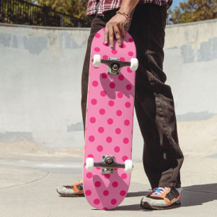 Shock rosa om utformningen av Polka dots Mönster Mini Skateboard Bräda 18,5 Cm