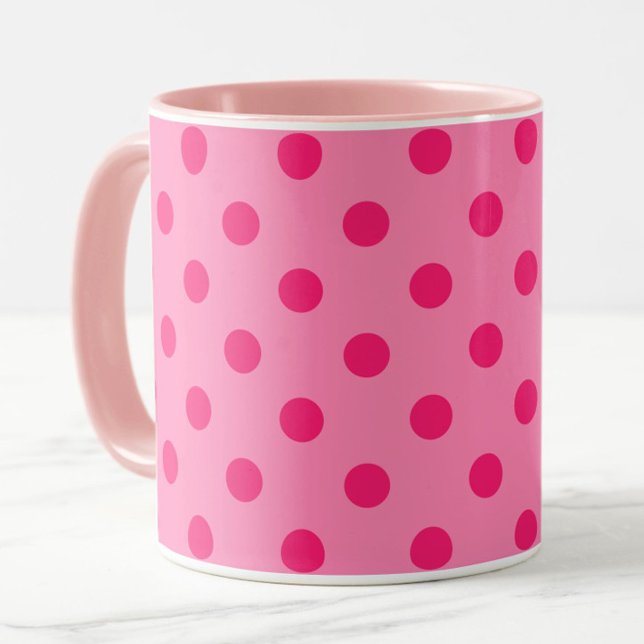 Shock rosa om utformningen av Polka dots Mönster Mugg (Skapare uppladdad)