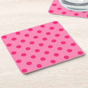 Shock rosa om utformningen av Polka dots Mönster Underlägg Papper Kvadrat