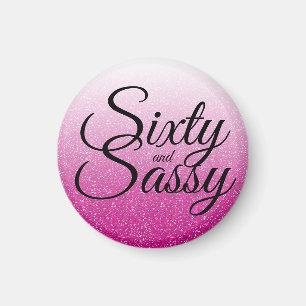 Shock rosa Ombre 60 och Sassy 60:e födelsedagen Magnet