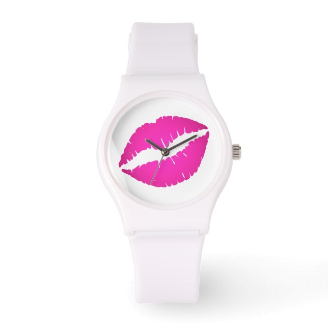 Shock rosa Ombre Lipstick Kiss Armbandsur (Framsida)