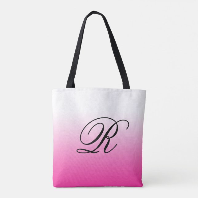 Shock rosa Ombre över valfri Färg med Monogram Tygkasse (Baksida)