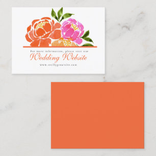 Shock rosa Orange Blommigt Bröllop webbplats Visitkort