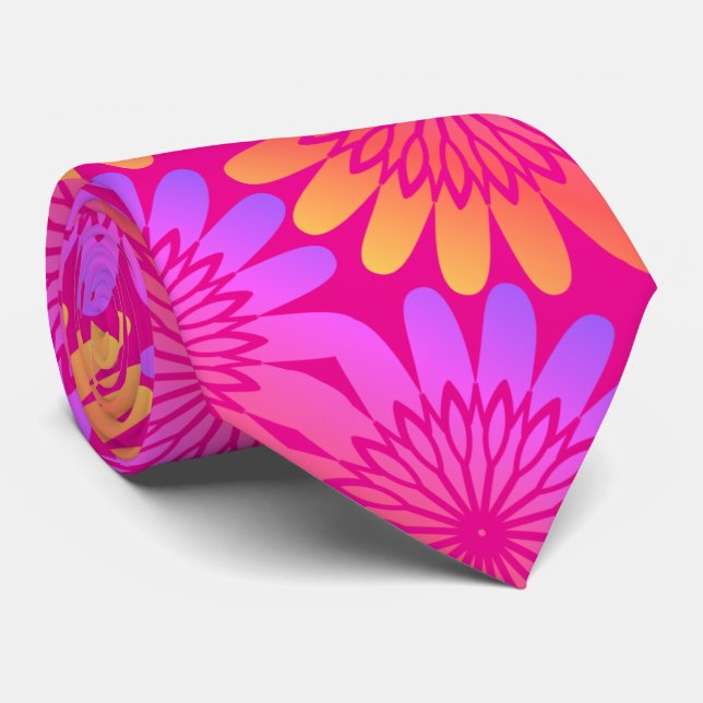 Shock rosa Orange Blommigt Retro Mönster Modern Slips (Rullad)