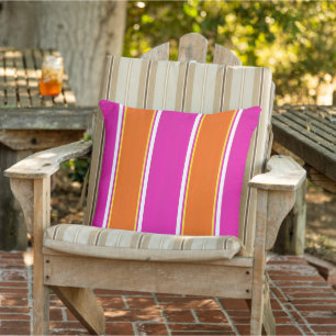 Shock rosa Orange Cabana Rand Utomhusfyllning Kudde