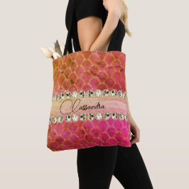 Shock rosa Orange Diamond Bling Tygkasse