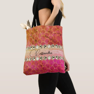 Shock rosa Orange Diamond Bling Tygkasse