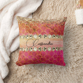 Shock rosa Orange Glittery Diamond Bling Kudde