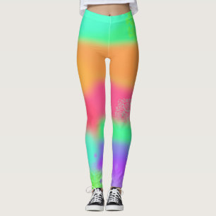 Shock rosa Orange Lila Turcos Punk Crazy Print Leggings