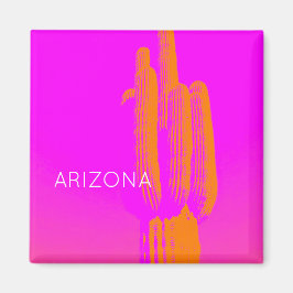 Shock rosa Orange Modern Cactus Art Anpassningsbar Magnet