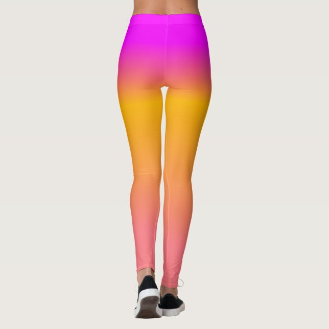 shock rosa Orange Ombre-övertoning Leggings (Baksida)