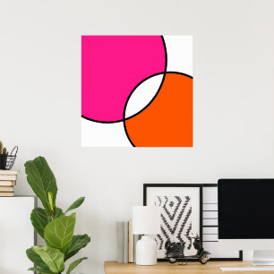 Shock rosa Orange Vita cirklar Poster