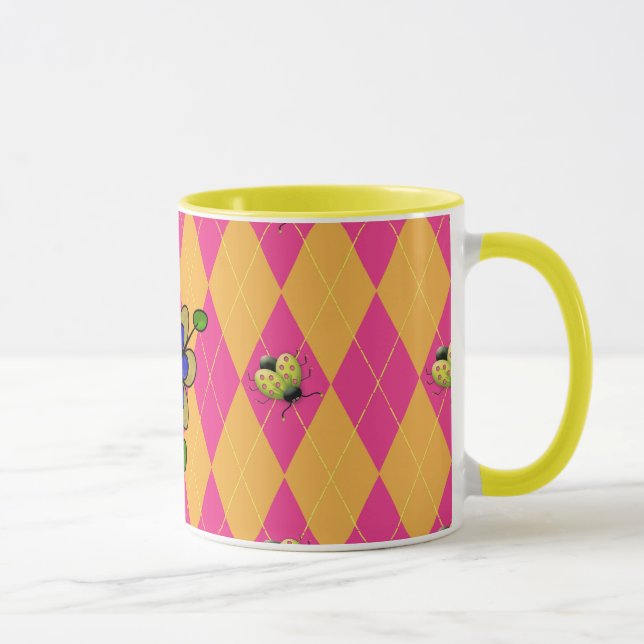 Shock rosa- & orangenyckelpiga mugg (Höger)