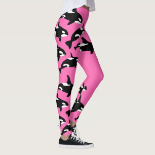 Shock rosa Orca Killer Whale Patterned Leggings
