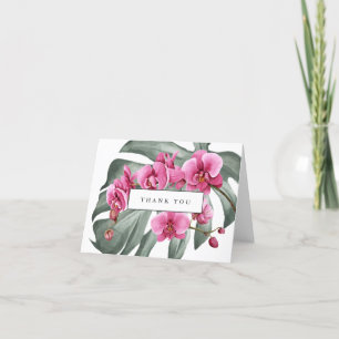 Shock rosa Orchids på Monstera Tropical Tack Kort