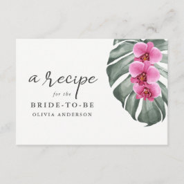 Shock rosa Orchips på monstera Recept Card Tilläggskort