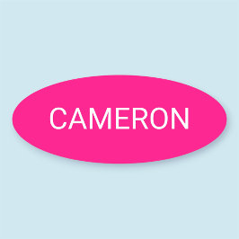 Shock rosa Oval Namn bricka Badge Pin eller Magnet Namnbricka