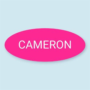 Shock rosa Oval Namn bricka Badge Pin eller Magnet Namnbricka