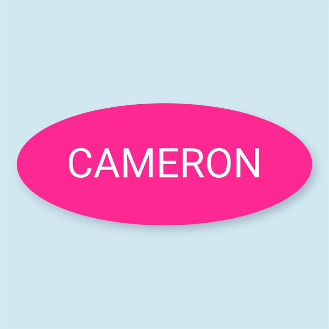 Shock rosa Oval Namn bricka Badge Pin eller Magnet Namnbricka (MISOOK Hot Pink Oval Name Tag)
