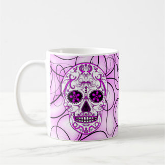 Shock rosa på rosor - day of the deadsockerskalle kaffemugg