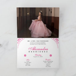 Shock rosa Papel Picado Mis Quince Años Inbjudan