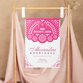 Shock rosa Papel Picado Mis Quince Años Poster