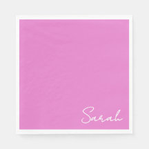 Shock rosa papper napkin med namn