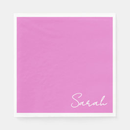 Shock rosa papper napkin med namn pappersservett