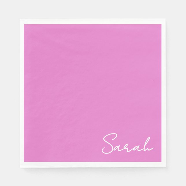 Shock rosa papper napkin med namn pappersservett (Framsidan)