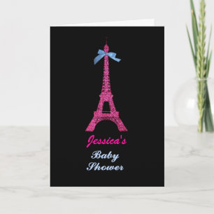 Shock rosa Paris Eiffel Torn Baby Shower party Inbjudan