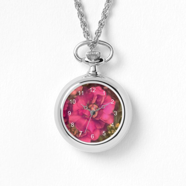 Shock rosa passion blommigt armbandsur (Framsida)