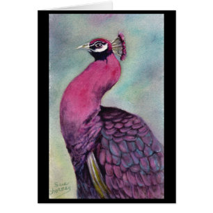 SHOCK ROSA PEACOCK HÄLSNINGSKORT