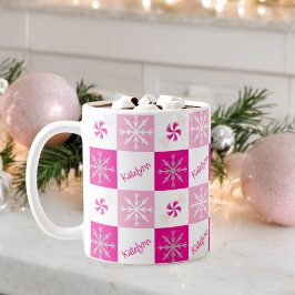 Shock rosa Peppermint Silver Snowflake lägg till d Kaffemugg