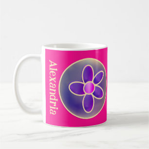 Shock rosa personlig blomma kaffemugg