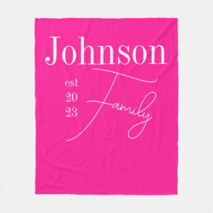 Shock rosa Personlig Modern Family Namn Fleecefilt
