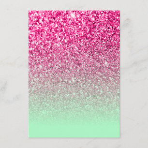 Shock rosa Photo Glitter och Mint Grönt Ombre Inbjudningar